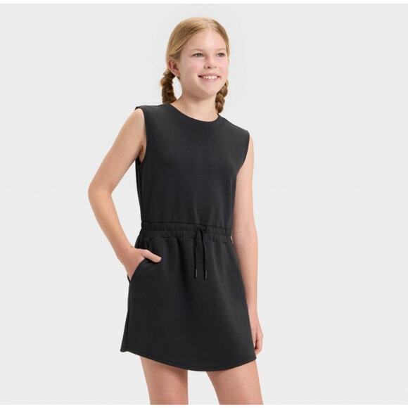 All in Motion Girls Active Dress Black Airy Sleek Sleeveless Stretch NEW XL 14 - Picture 1 of 7